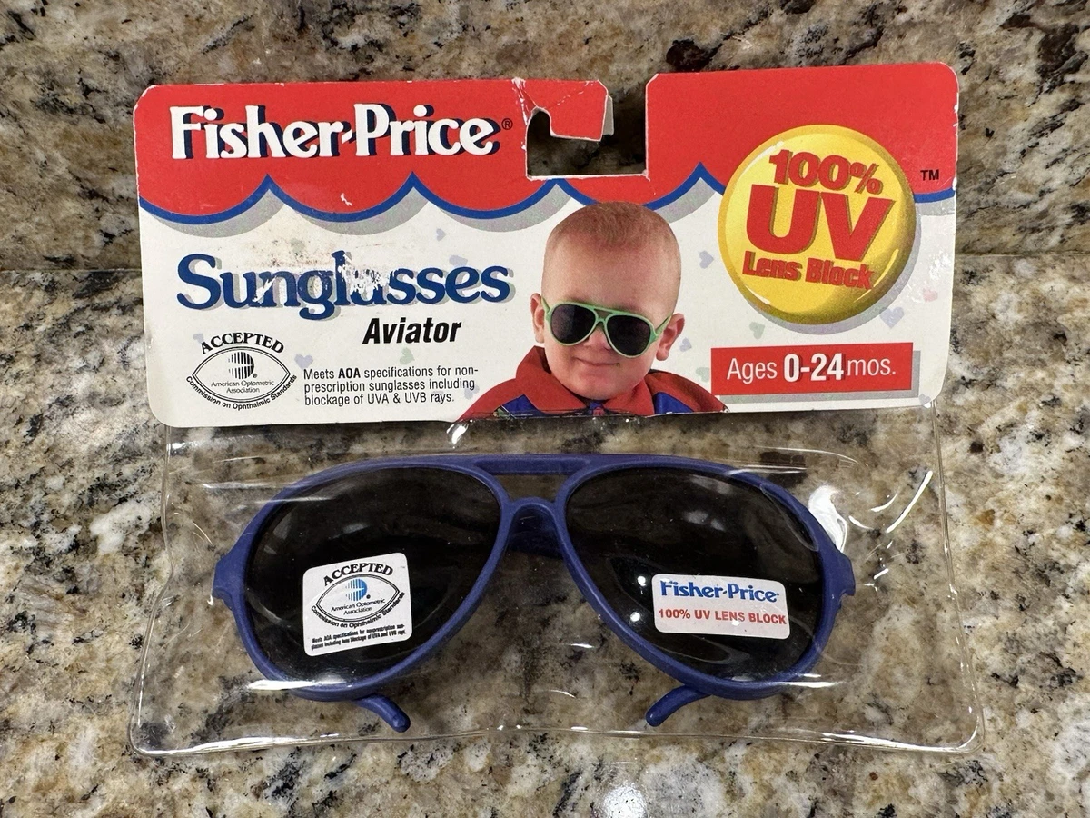 Lunettes De Soleil Vintage Fisher Price Pour Bébé/bambin - Monture Caoutchouc Bleu - Verres UV - Neuves Avec étiquettes 1994