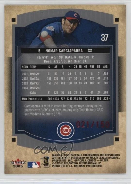 2005 Fleer National Pastime Red /150 Nomar Garciaparra #37 - Image 2 of 2
