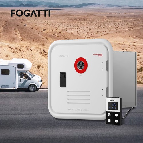 FOGATTI RV Tankless Water Heater InstaShower 8 Pro Mixing Tank 15x15 In DC 12V
