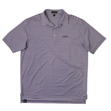 Peter Millar Polo Shirt Mens XL White Purple Summer Comfort Striped Performance