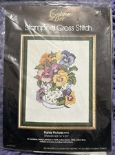 Golden Bee Pansy Picture Stamped Cross Stitch Kit 20103 Sealed Vintage 1983