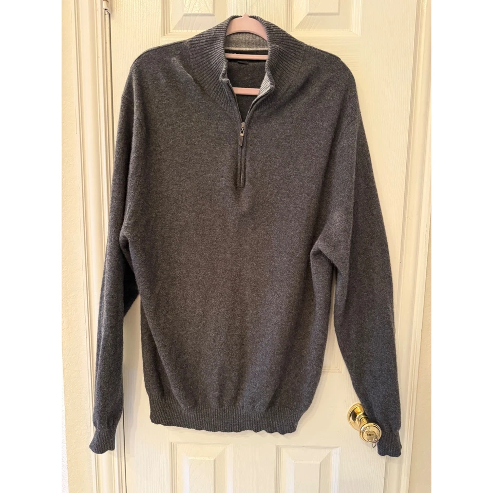 Neiman Marcus Quarter Zip Sweater Pullover Men Casual Knitwear 100 cashmere - Image 2 of 4