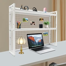 Modern Minimalist Desktop Bookcase with Adjustable Shelves and Hooks