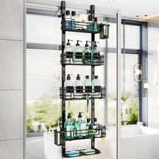 5 Tier Over the Door Shower Caddy, Hanging Shower Caddy with 28 Hooks and 2