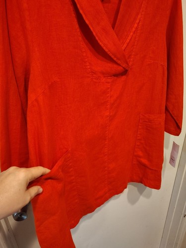 Mosaic USA NWT Women's Red Linen Oversized V-Neck Tunic Top Sz S Lagenlook Artsy - Picture 4 of 7