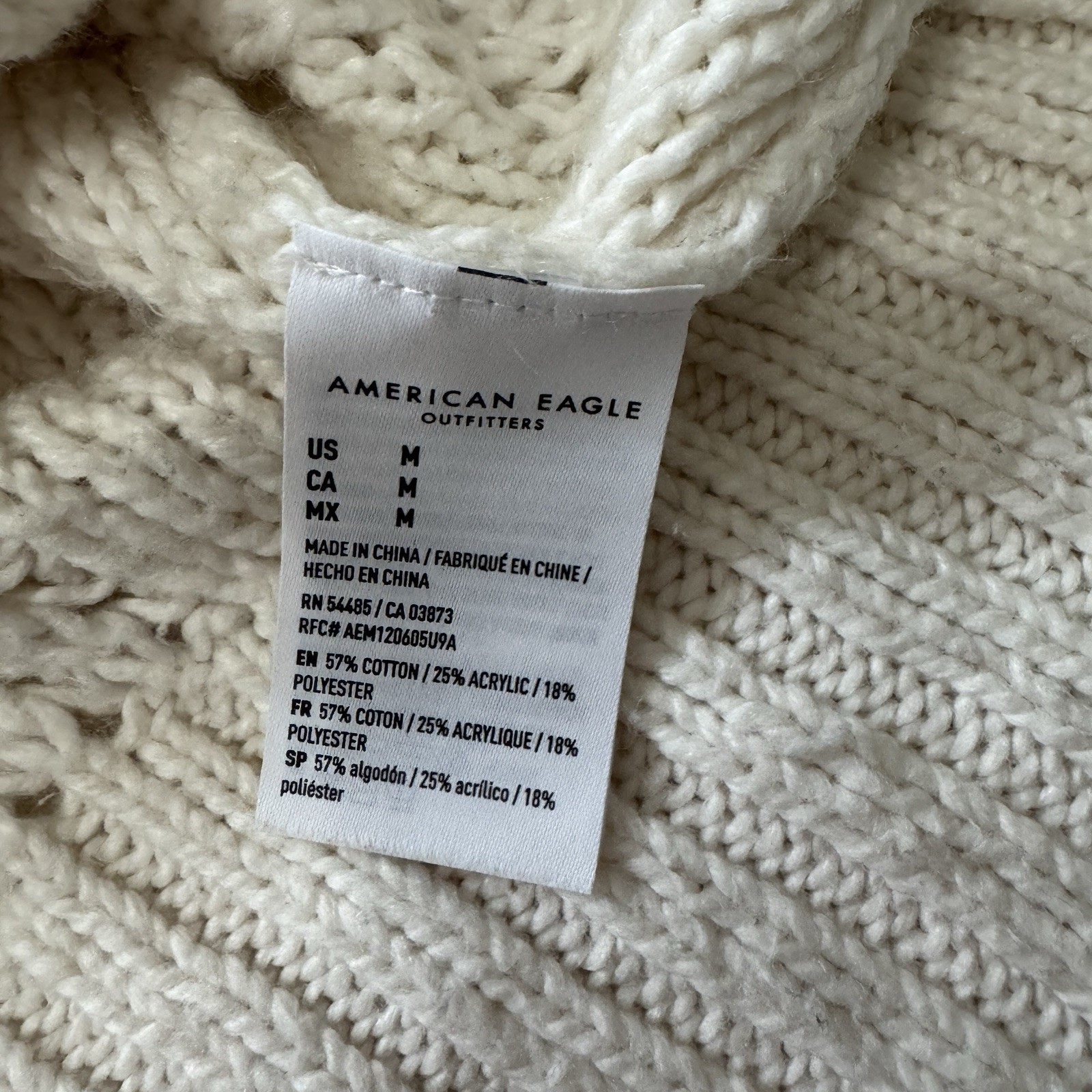 AMERICAN EAGLE Medium Varsity Cable Knit Sweater … - image 7