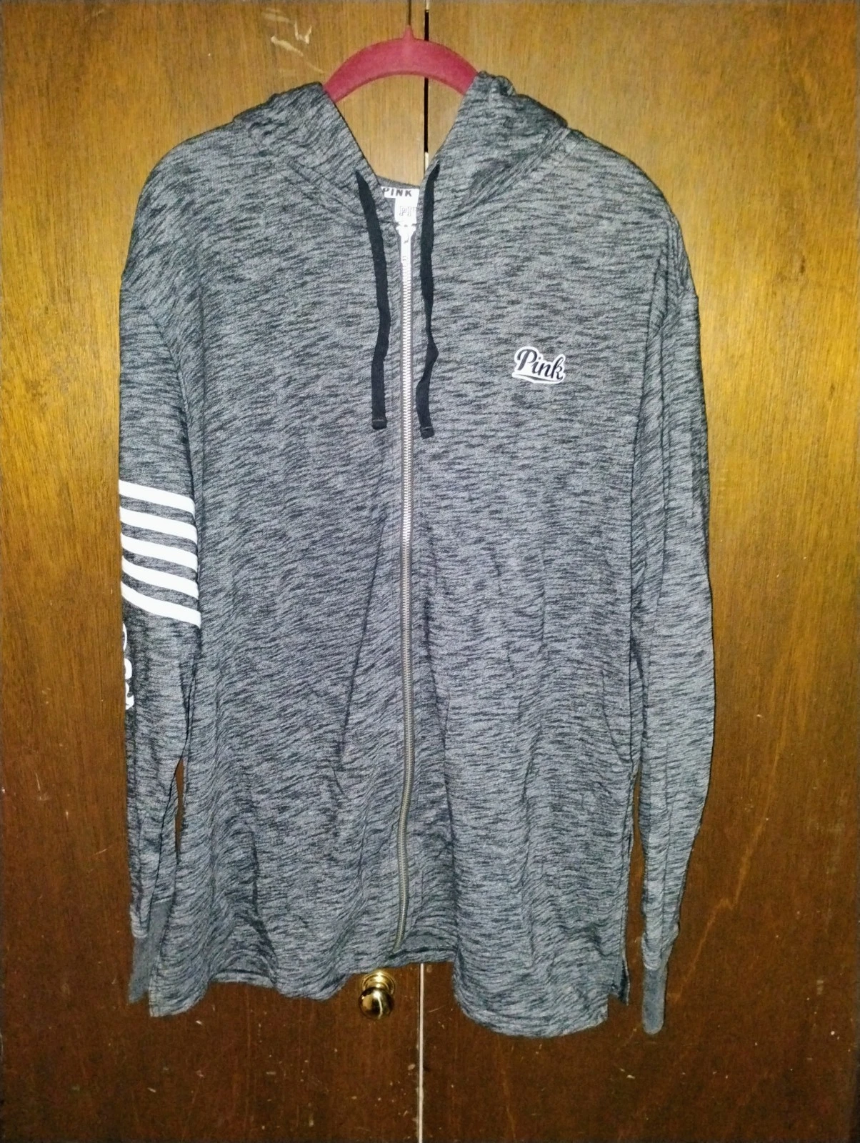 UNDERCOVER Felpa con cappuccio Victoria's Secret ROSA full zip grigio marna logo ricamato L