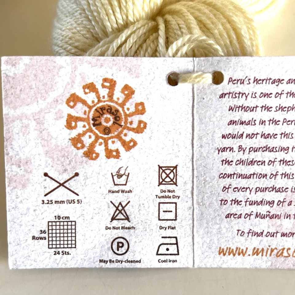 Mirasol Lot Of 3 Yarn Hanks - Llama Una (Green), Pima Kuri (Gray), Nuna (Ecru) - Image 4 of 4