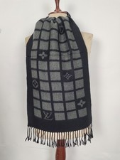 Sciarpa sciarpa invernale Louis Vuitton originale vintage lana nero/grigio