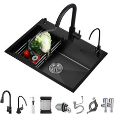 Lijijucn Black Stainless Steel Kitchen Sink Single Bowl Kitchen Sink Drop