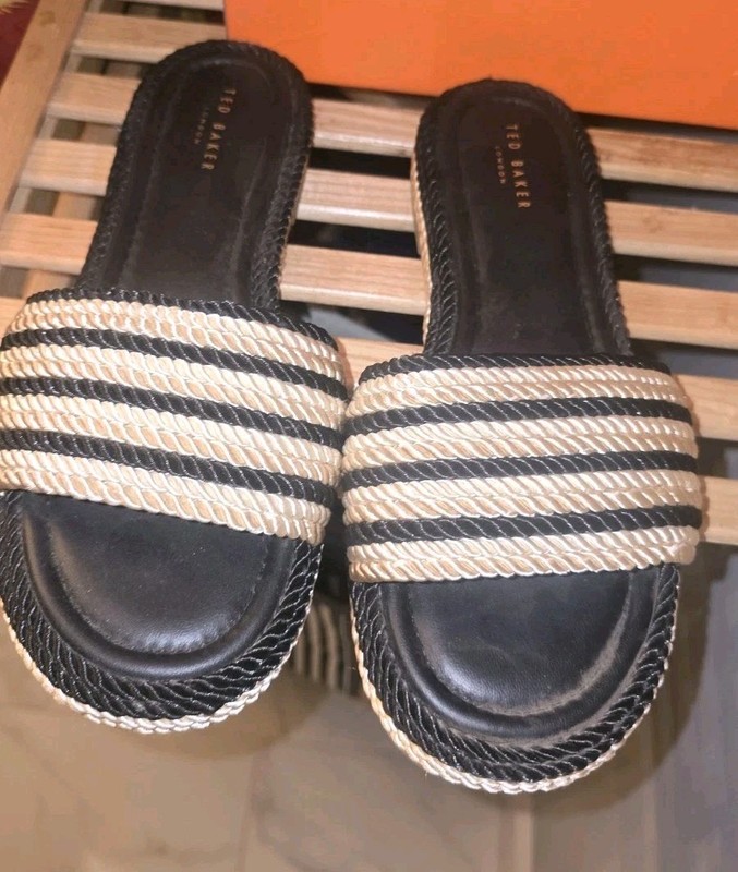 Ted Baker Women's Portia Flat black and white striped rope detail