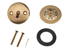 Artiwell Trip Lever Tub Trim Kit Set, Brushed Gold Overflow, Drain & Strainer