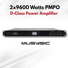 MUSYSIC Power Amp 4-Channel 2x9600 Watts D-Class 1U Power Amplifier MU-D9600