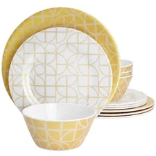 Laurie Gates California Designs Summer Bloom 12 Piece Melamine Dinnerware Set i