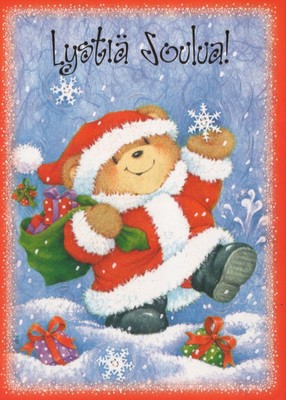 Vintage Merry Christmas TEDDY BEAR Postcard CPSM #PAU835.F
