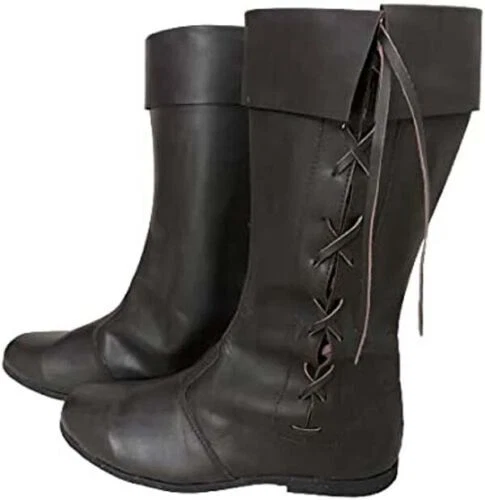 Medieval Leather Boots Renaissance Viking Pirate Boot larp Halloween costume SCA - Image 2 of 4