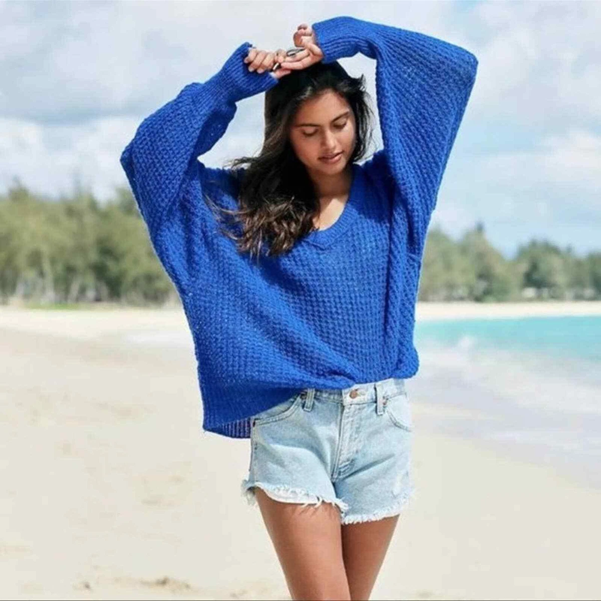 Free people waffle sweater top