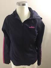 Adidas Navy Blue Plum Pink Zip Hooded Jacket Small Excellent