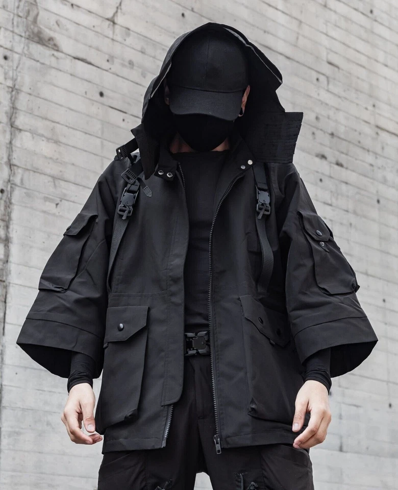 Niepce Streetwear Unisex Techwear Chaquetas cortavientos Abrigo táctico con capucha Foto 4 de 4