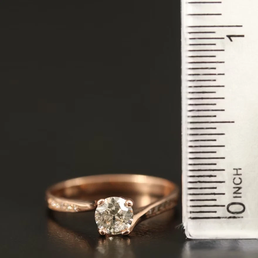 14K Rose Gold Diamond Bypass Ring - Image 4 of 4