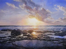 Richard MRAVIK " Setting Star " Giclee Edition Canvas Ocean Beach Decor Wall Art