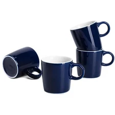 3.5oz Porcelain Espresso Cups Set of 4 Mini Coffee Mugs Demitasse Cups - Navy