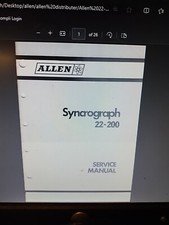 Allen Distributer Machine User Service Manual...
