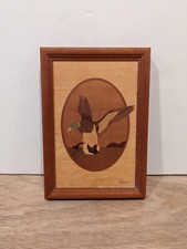 Vintage Nelson Hudson River Inlay Wood Art Small Flying Duck Signed Mint