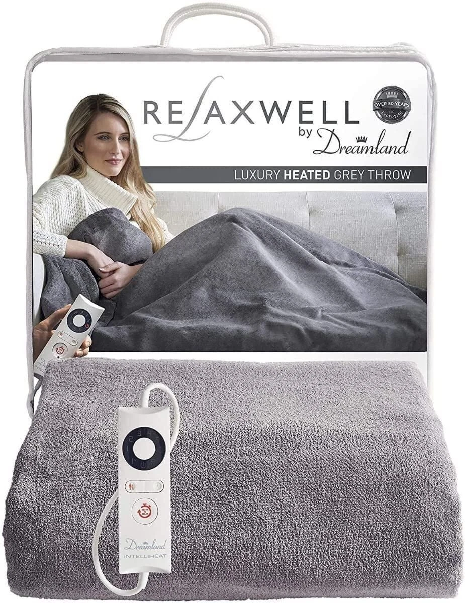 Dreamland Relaxwell Intelliheat+ Luxury Grey Heated Electric Throw 120 x160  cm | eBay