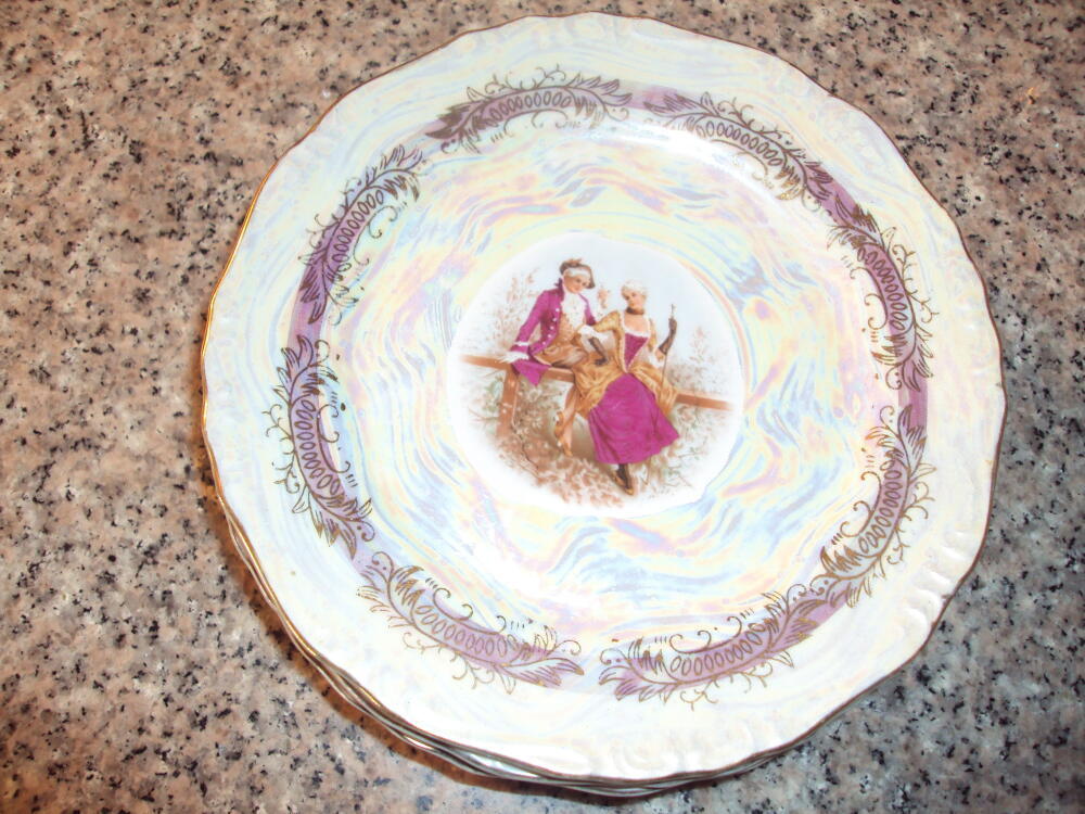 Jay's Japan Opalescent Tea Luncheon Set Victorian Couple 16 Pcs