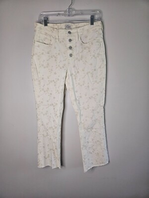 JCrew Denim White with Floral Embroidery Ankle Pants Buttons 28