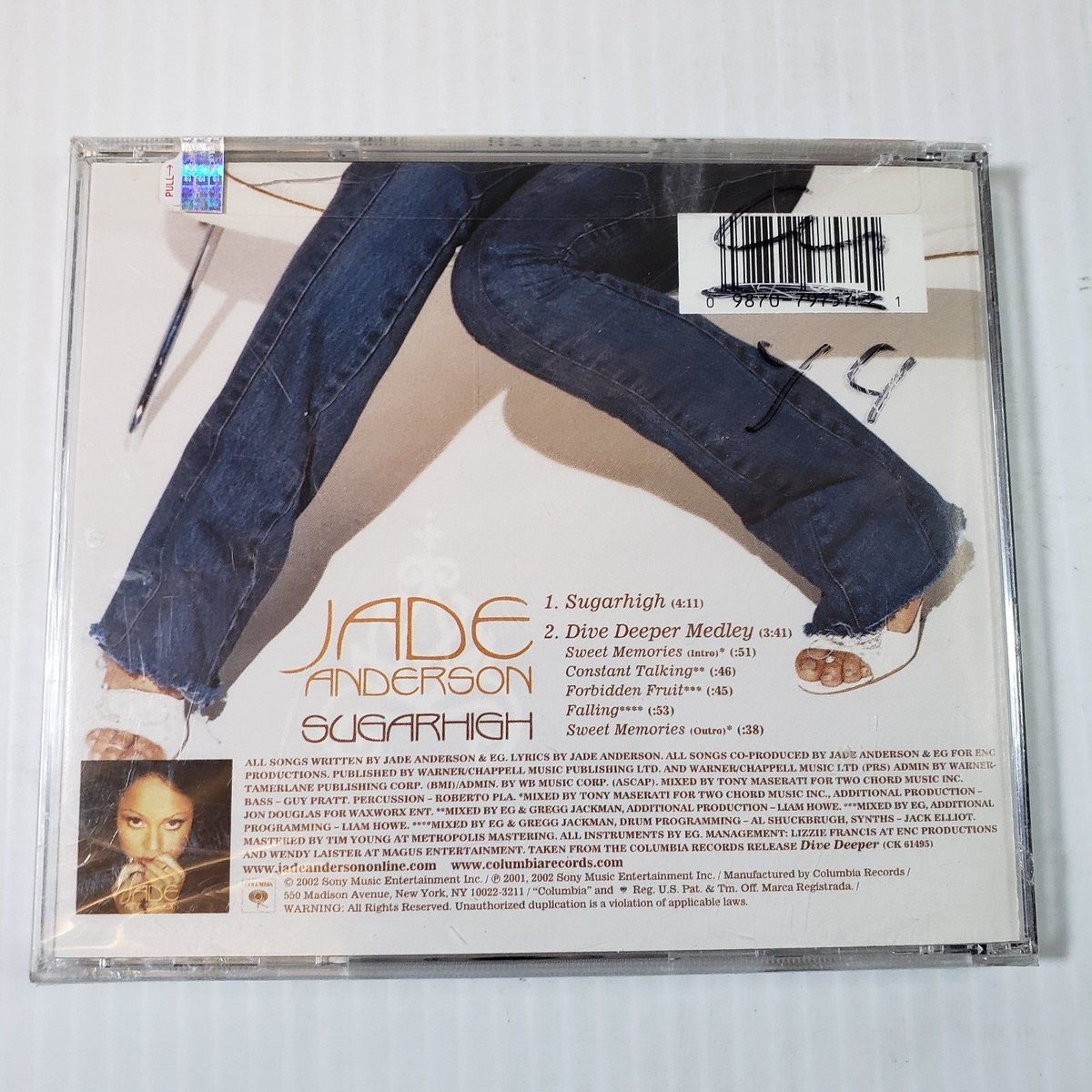 SUGARHIGH - Music CD - JADE ANDERSON - 2002- Sony Legacy - Sealed