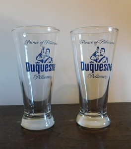 Download 2 Vintage Duquesne Beer Glass Prince Of Pilsners Nice Blue Graphics 10 Oz Ebay