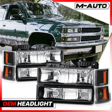 Black Housing Headlight Amber Corner Bumper Lamp for 94-00 Chevy C/K C10 Pickup