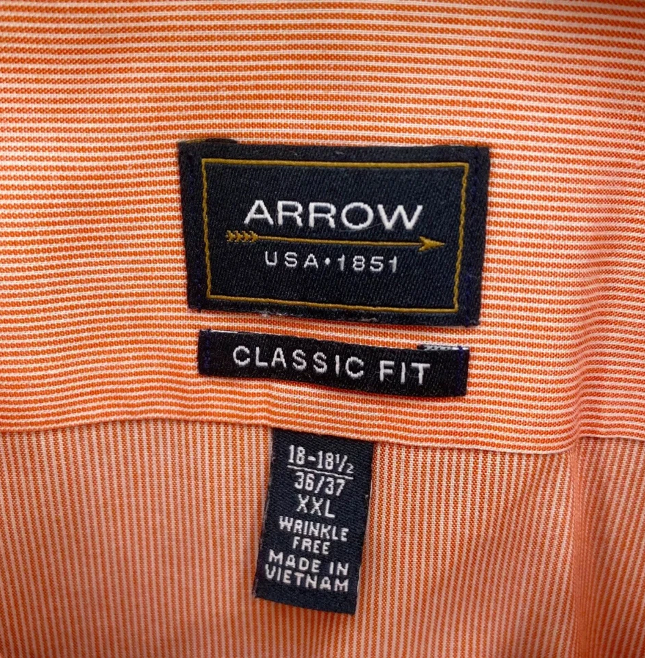 Arrow USA 1851 经典合身 2XL 无皱 LS 正装衬衫 Sienna Coral XXL 二手状况完好 — 第 3/4 张图片
