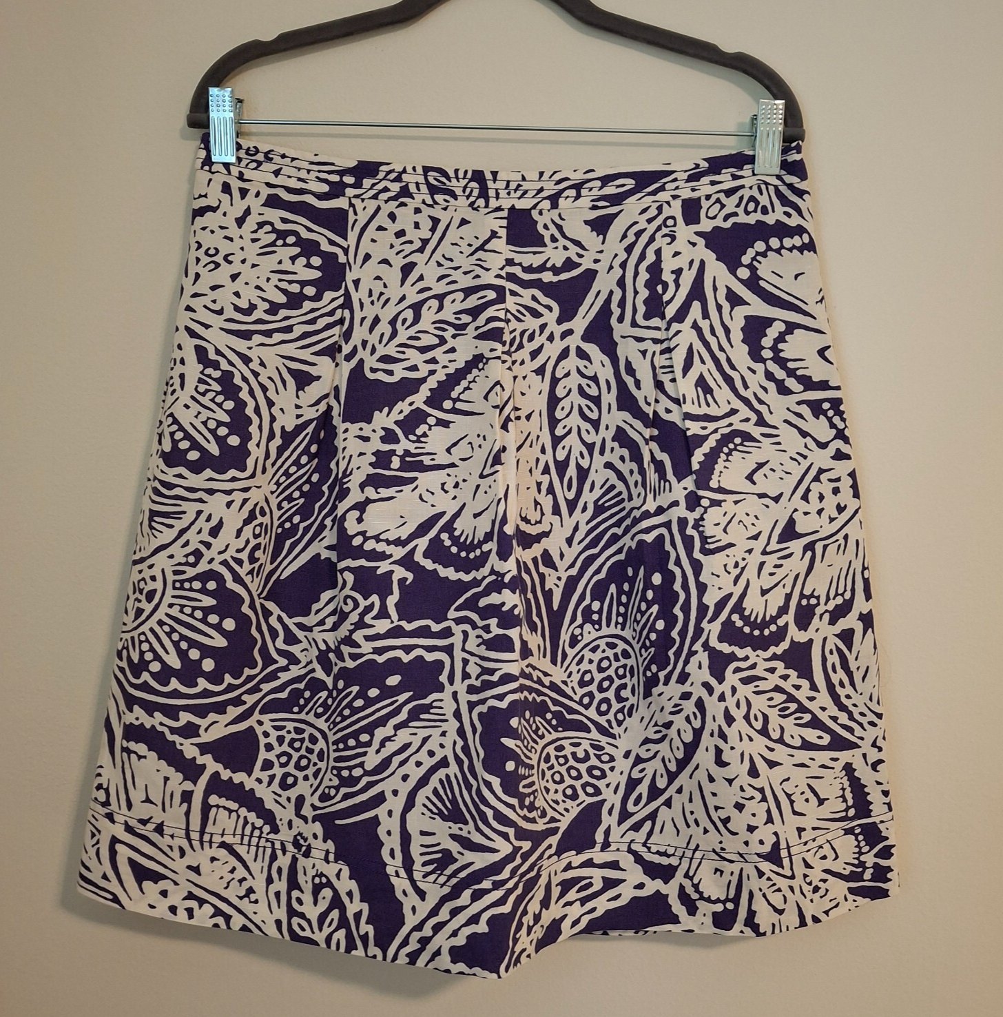 Ann Taylor Loft Skirt Size 14 Linen Rayon A-Line Zip Waist Lightweight Purple