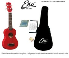 UKULELE SOPRANO EKO ROSSO KIT + BORSA + set CORDE + accordatore +TABELLA ACCORDI