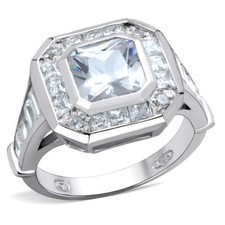 Stunning Cushion Cut Halo Baguette Wedding Ring 925 Sterling Silver