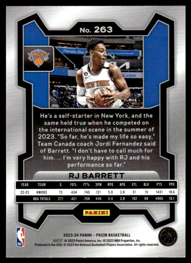 2023-24 Panini Prizm RJ Barrett New York Knicks #263 | eBay