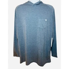 Huk Mens L Waypoint Hoodie Shirt Bluish Gray Long Sleeve Performance Fishing