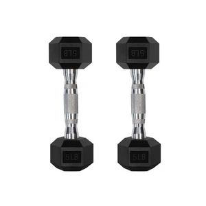 5-780LBS Ensemble de poids en caoutchouc hexagonal avec rack et...