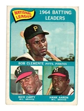 1965 Topps NL Batting Ldrs - Roberto Clemente Carty Aaron (#2) EX-EX+ Shape