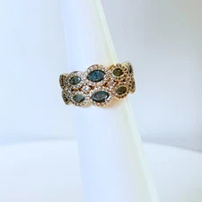 Bomb Party Ring Sz 7  “Echoes Of Glory” London Blue Ice Crystal on Gold