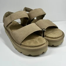Koolaburra by UGG Tizz Platform Sandals Women's 11 Adjustable Desert Stone Suede