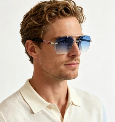 PRADA Rimless Sunglasses for Men for sale - eBay