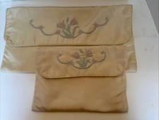 Pair Of Vtg Lingerie Bags Cream With Embroidery.