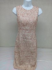 Women's Tahari Sleeveless Pencil Dress Size Medium Creme Red Color Zip Closure