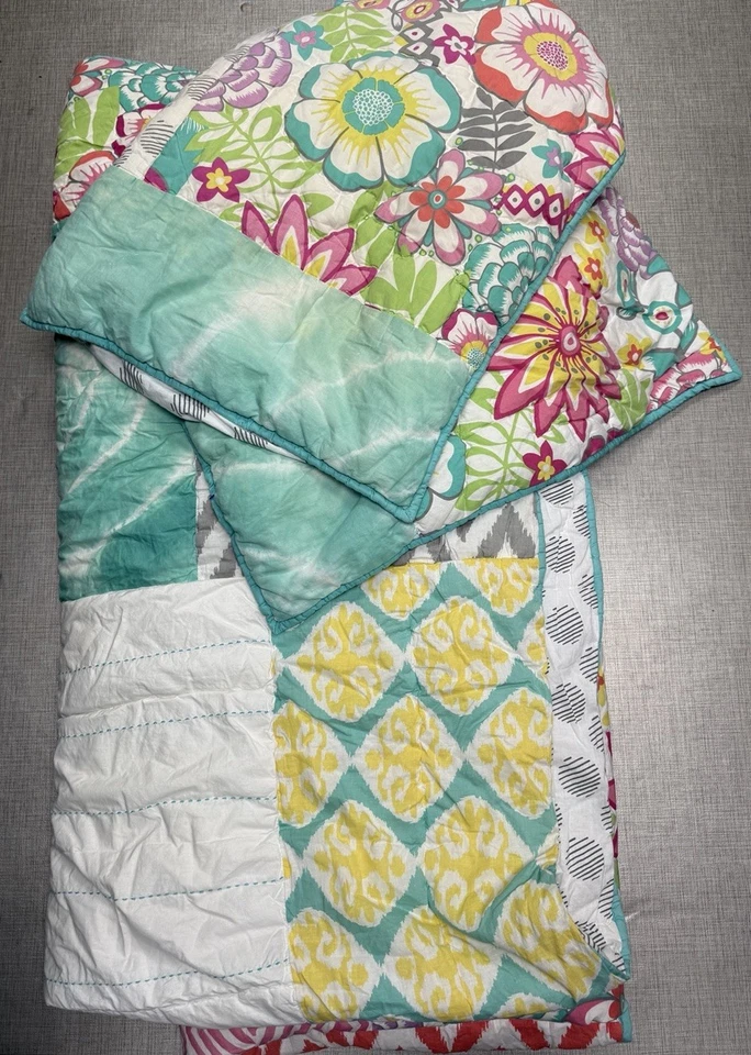 Pottery Barn Teen Sunset Beach Tie Dye Floral Full Comforter 2 Shams Set - Image 2 of 4