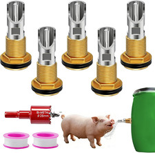 Pig Water Nipple, 5PCS Pig Nipple Waterer for Barrel Kit, Stainless Steel Auto