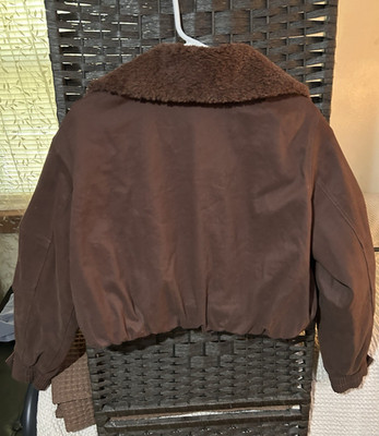 Alo womens Brown Bomber Jacket M Lined Cotton Outer Shell Zip Closure